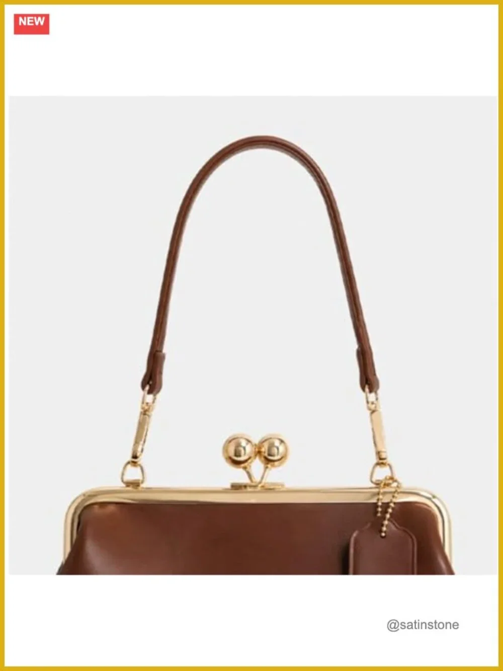 Slouchy Crescent Kiss Lock Crossbody Hobo Bag Faux Leather